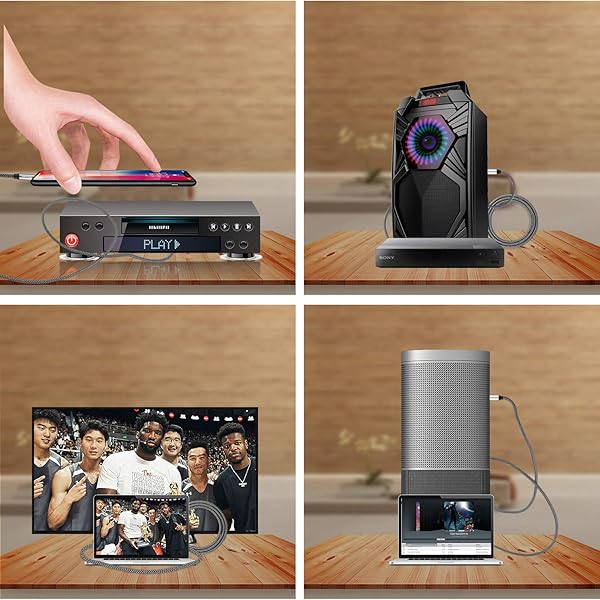 Nanxudyj Nanxudyj 3.5mm to 2RCA Audio Cable 20ft Nylon Braided for Stereo Receiver Speaker Smartphone Tablet HDTV MP3 Player and More - View 6 of 7