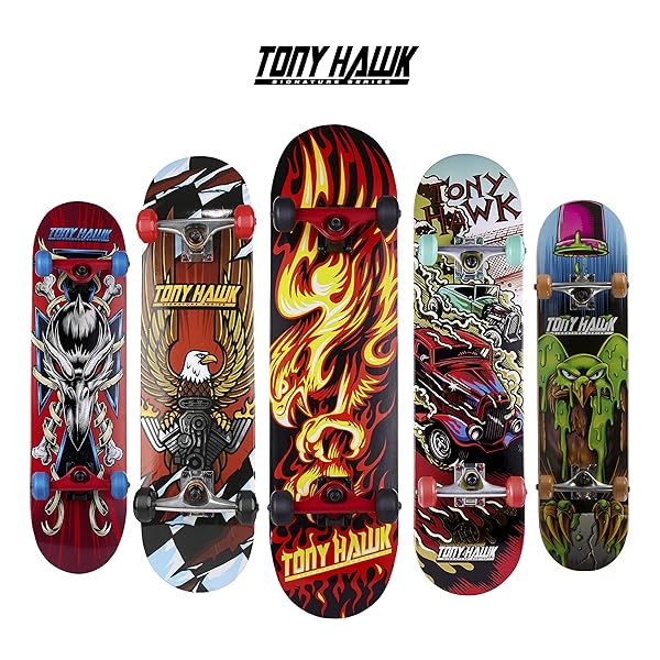 Voyager Tony Hawk 31 Inch Skateboard Signature Series 4 9 Ply Maple Deck for Cruising Carving Tricks and Downhill Flame Hawk - View 8 of 8