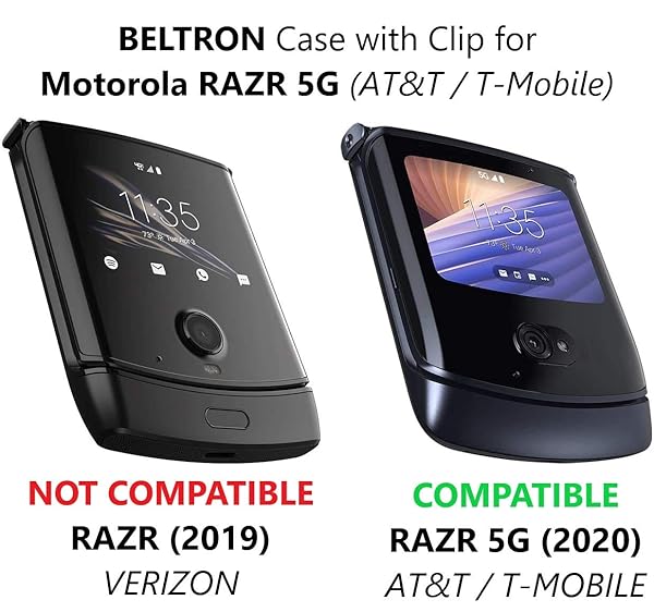 BELTRON BELTRON Clip Case for Motorola RAZR 5G Snap-On Protective Cover with Rotating Belt Holster and Kickstand Rose Color - View 4 of 10