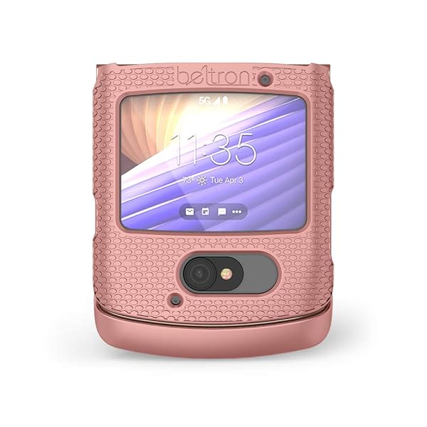 BELTRON BELTRON Clip Case for Motorola RAZR 5G Snap-On Protective Cover with Rotating Belt Holster and Kickstand Rose Color - View 7 of 10