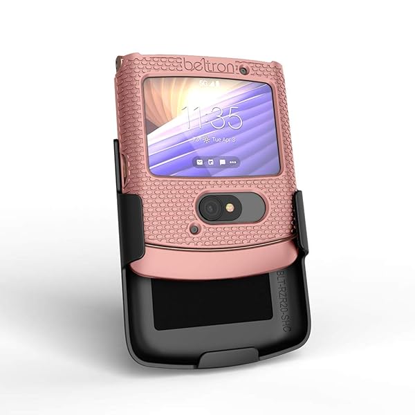 BELTRON BELTRON Clip Case for Motorola RAZR 5G Snap-On Protective Cover with Rotating Belt Holster and Kickstand Rose Color - View 8 of 10