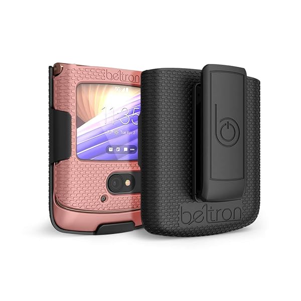 BELTRON BELTRON Clip Case for Motorola RAZR 5G Snap-On Protective Cover with Rotating Belt Holster and Kickstand Rose Color - View 10 of 10