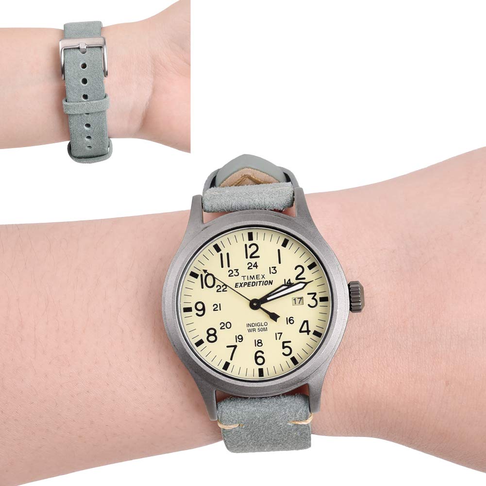 Ritche Quick Release Leather Watch Band 20mm Genuine Suede Grey Silver Strap for Men and Women Classic Design - View 3 of 6