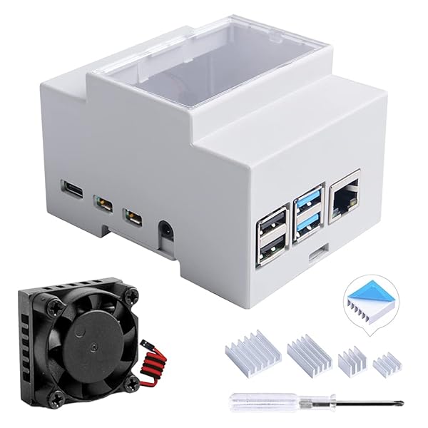 GeeekPi GeeekPi Raspberry Pi 4 DIN Rail Case with Fan Modular Box and Heatsinks for Raspberry Pi 4 Model B - View 2 of 10