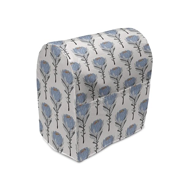 Ambesonne Ambesonne Dusty Blue Stand Mixer Cover with Vintage Protea Flowers for 6-8 Quart Kitchen Appliances Ivory Blue Organizer Bag - View 2 of 5