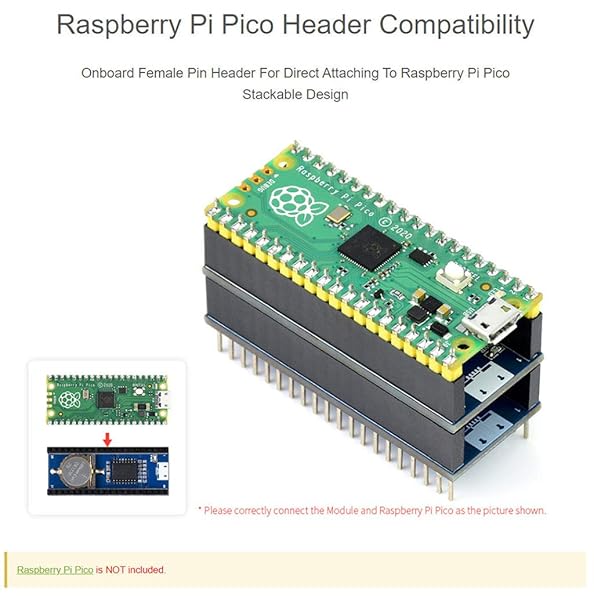 Coolwell Coolwell Waveshare Precision RTC Module for Raspberry Pi Pico with DS3231 Chip and Stackable Female Pin Header - View 6 of 8