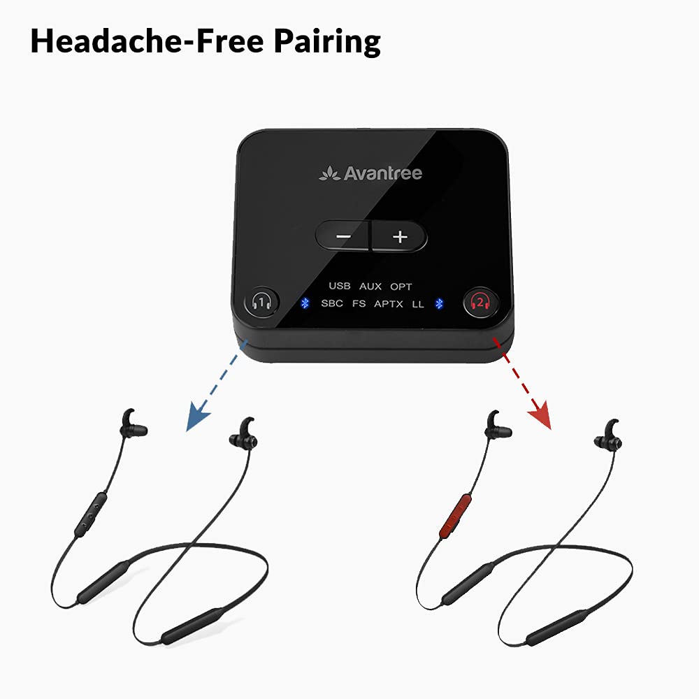 Avantree Avantree HT41866 Wireless Earbuds for TV: 20Hrs Neckband, Bluetooth Transmitter, No Audio Delay & Individual Volume Control - View 5 of 7