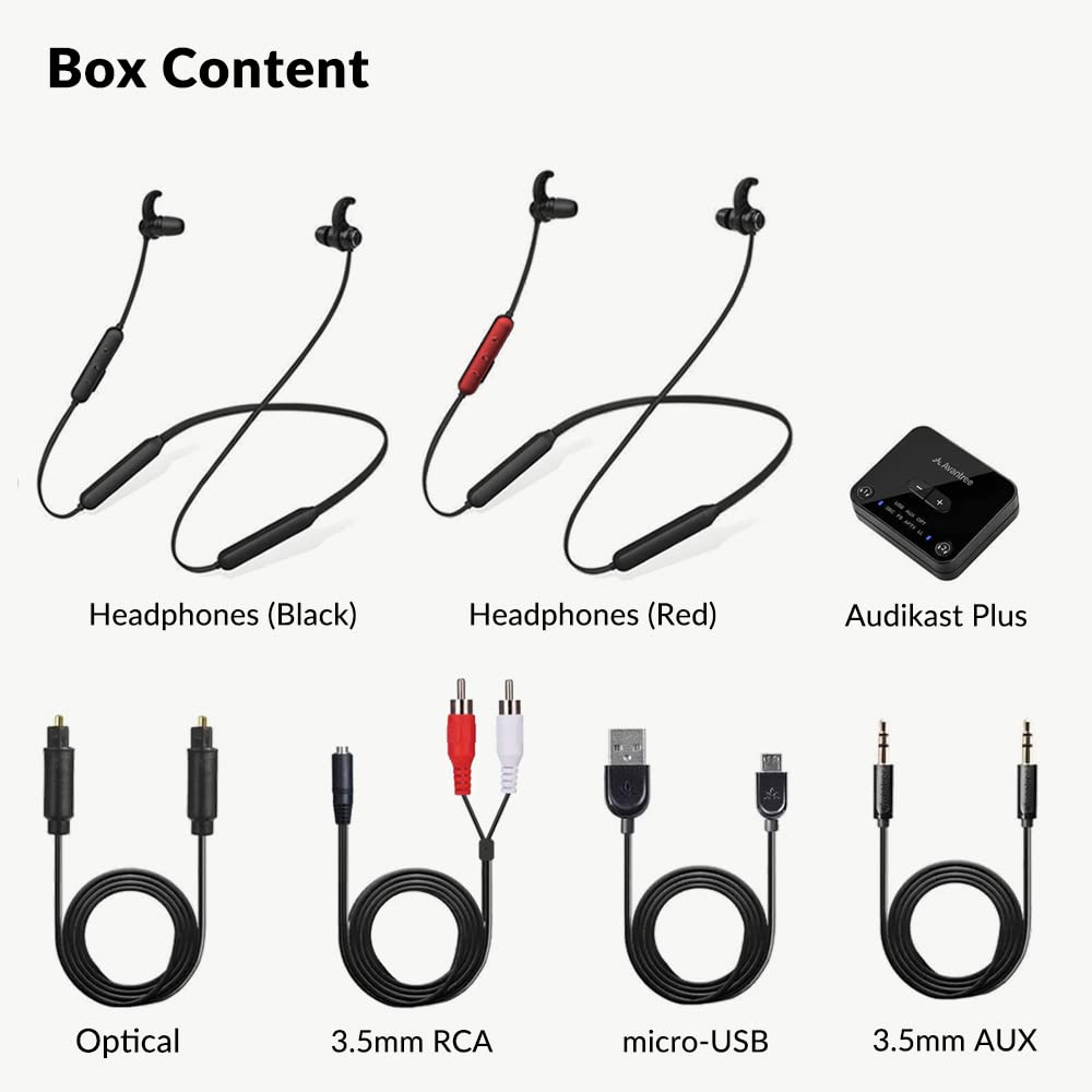 Avantree Avantree HT41866 Wireless Earbuds for TV: 20Hrs Neckband, Bluetooth Transmitter, No Audio Delay & Individual Volume Control - View 6 of 7