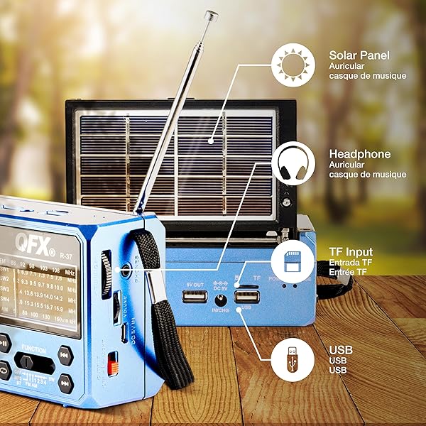 QFX QFX R-37-BL 6-Band Bluetooth Solar Radio & LED Flashlight - 2021 Model Review - View 5 of 8