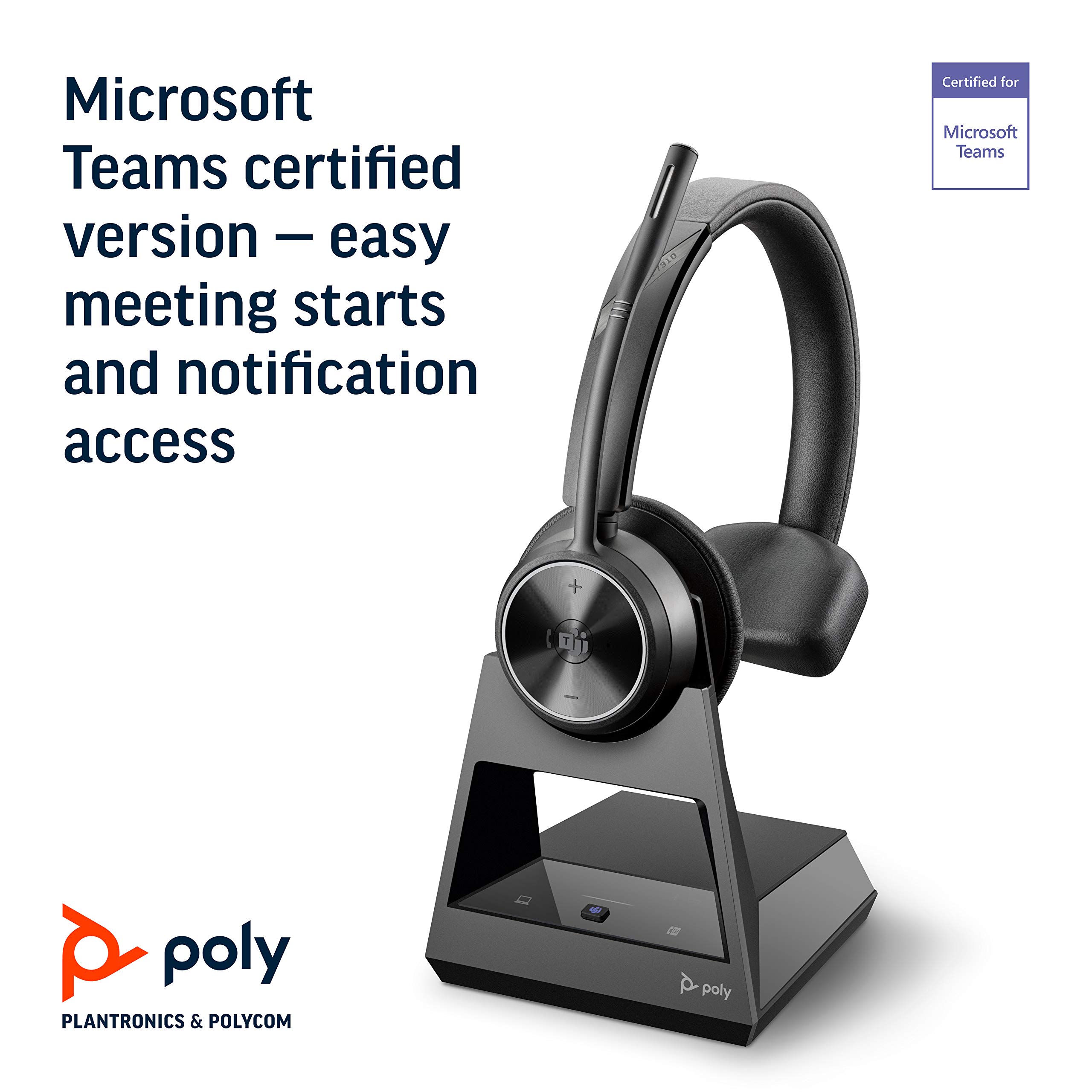 Plantronics Poly Savi 7310-M DECT Headset: Ultra-Secure, Microsoft Teams Certified Wireless Solution - View 3 of 7