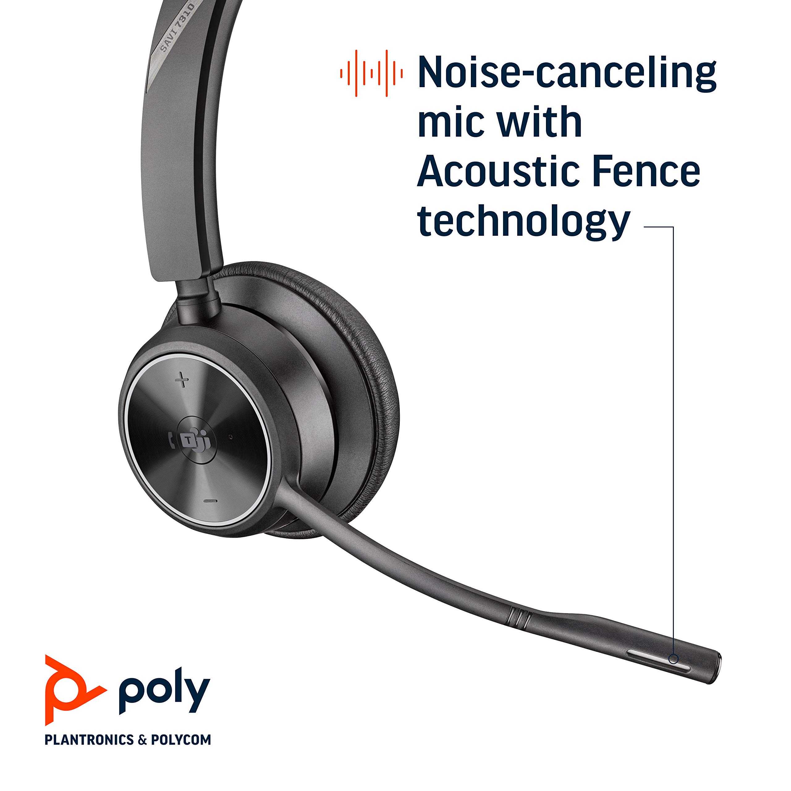 Plantronics Poly Savi 7310-M DECT Headset: Ultra-Secure, Microsoft Teams Certified Wireless Solution - View 4 of 7