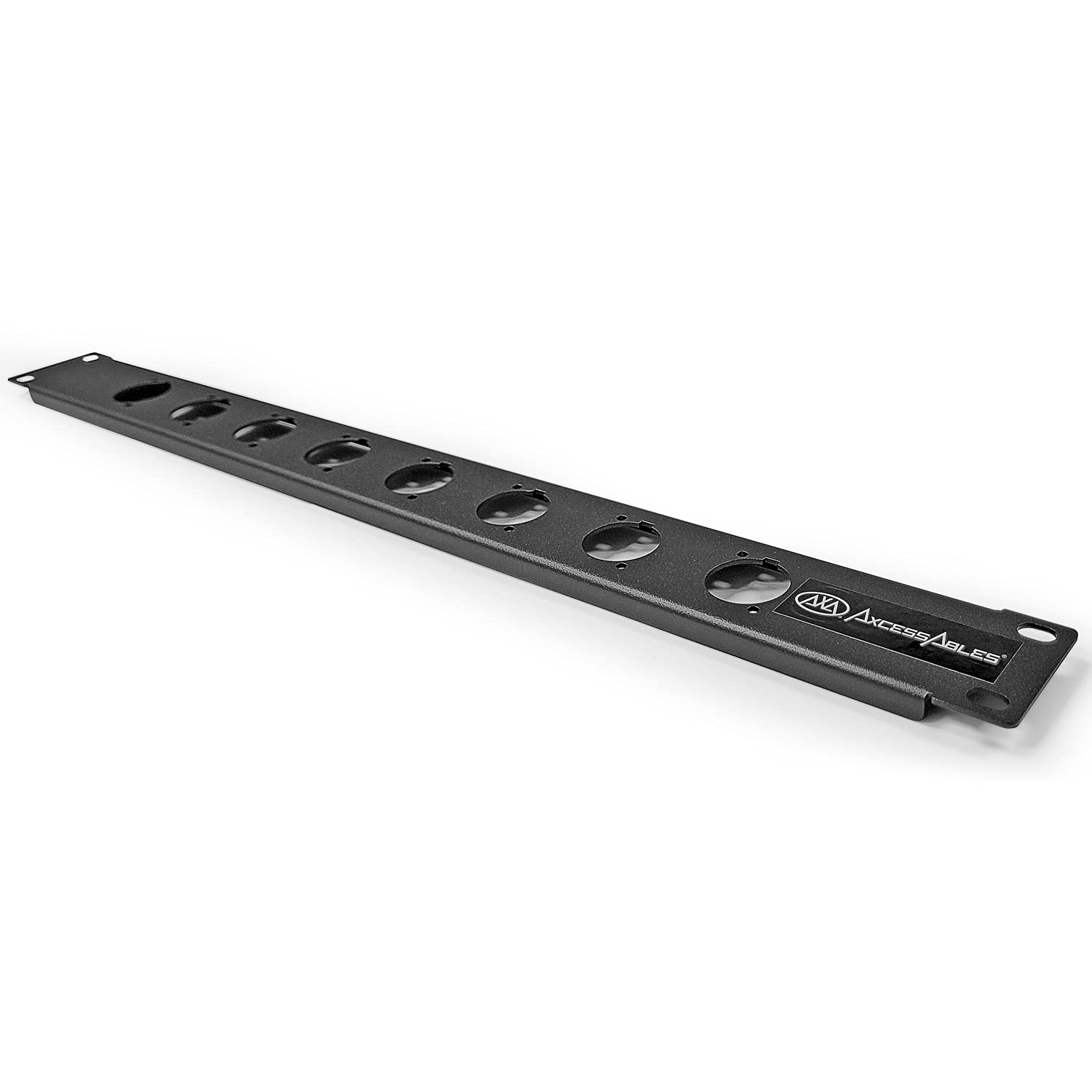 AxcessAbles RKINPUT1U 1U D-Series Punch-Out Component Panel for 19 Inch AV Sound Computer Equipment Racks Compatible with XLR Speakon Neutrik Outputs - View 2 of 8