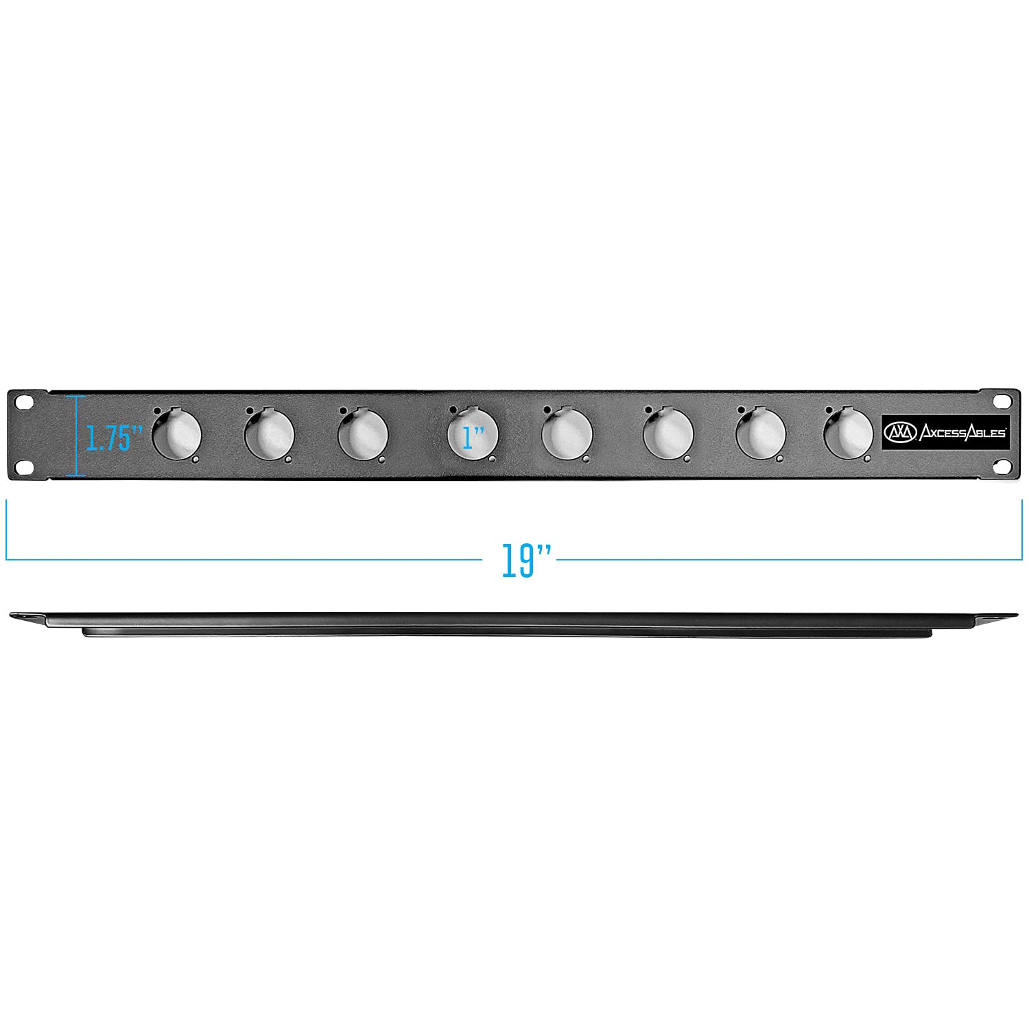 AxcessAbles RKINPUT1U 1U D-Series Punch-Out Component Panel for 19 Inch AV Sound Computer Equipment Racks Compatible with XLR Speakon Neutrik Outputs - View 3 of 8