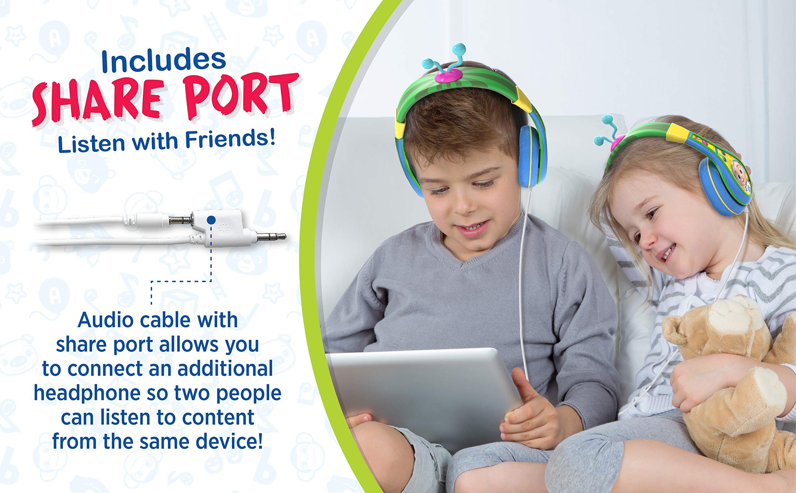 eKids Cocomelon Toddler Headphones Wired for Kids Perfect for School Home Travel with Share Port Ideal for Cocomelon Fans - View 4 of 9