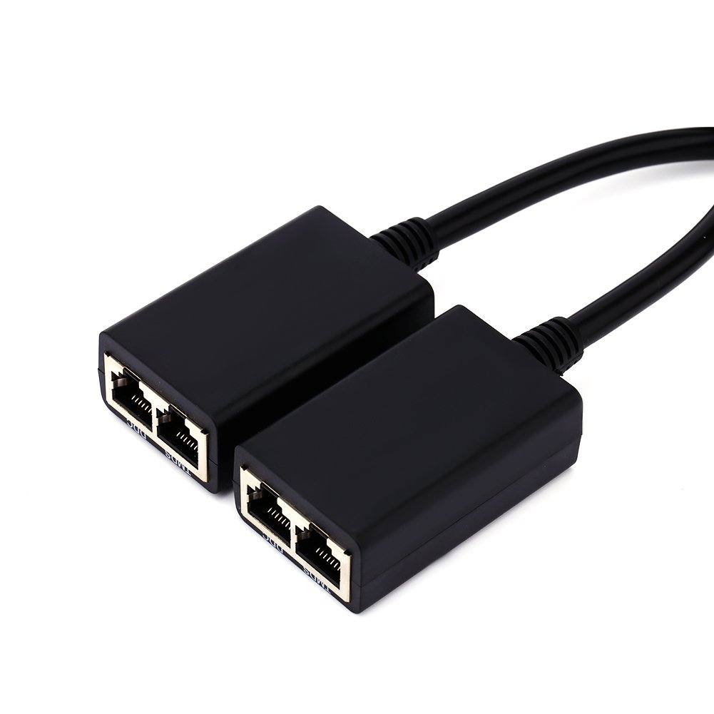 PUSOKEI Cat6 Cat7 CAT5 Converter LAN Ethernet Balun Extender Repeater Cable 1080P 100ft 30M - View 3 of 9