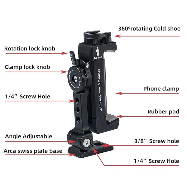ARNARKOK ARNARKOK Metal Phone Tripod Mount with Rotatable Cold Shoe - Perfect for iPhone & Vlogging - View 4 of 9