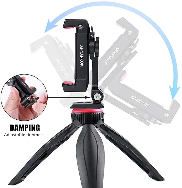 ARNARKOK ARNARKOK Metal Phone Tripod Mount with Rotatable Cold Shoe - Perfect for iPhone & Vlogging - View 8 of 9