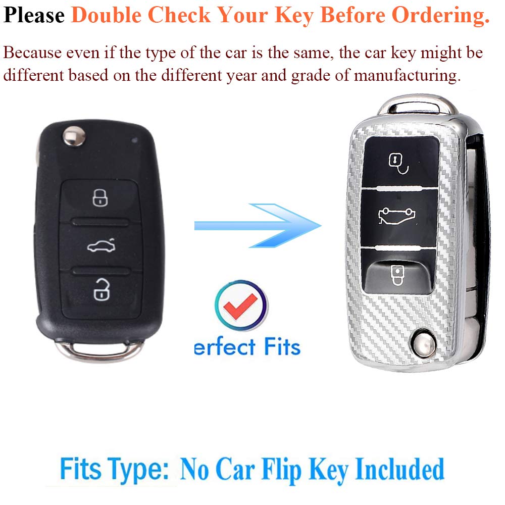 SANRILY SANRILY Key Fob Case Cover for VW Jetta Passat Tiguan Golf Keyless Keychain Holder Full Protection Red - View 2 of 6