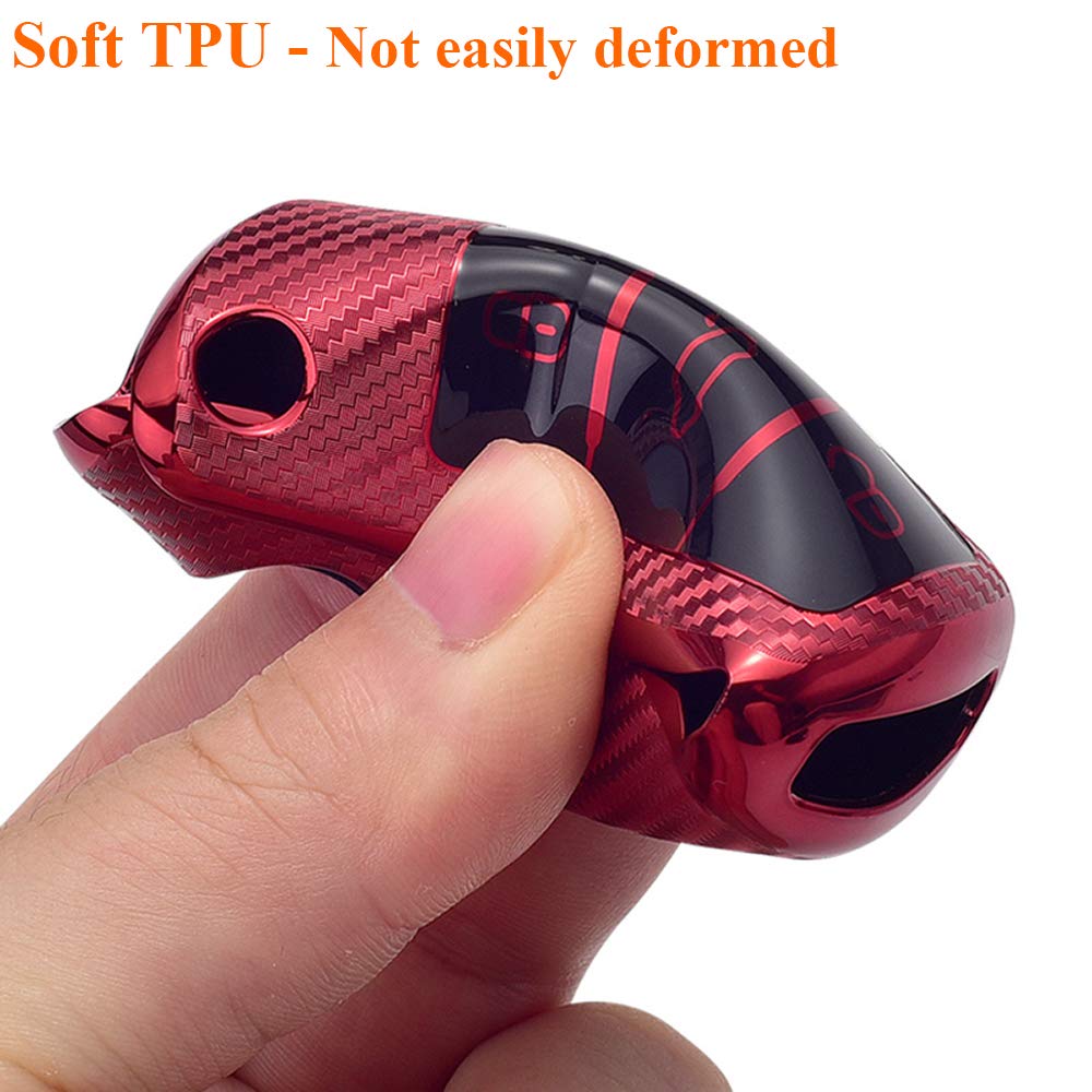 SANRILY SANRILY Key Fob Case Cover for VW Jetta Passat Tiguan Golf Keyless Keychain Holder Full Protection Red - View 4 of 6