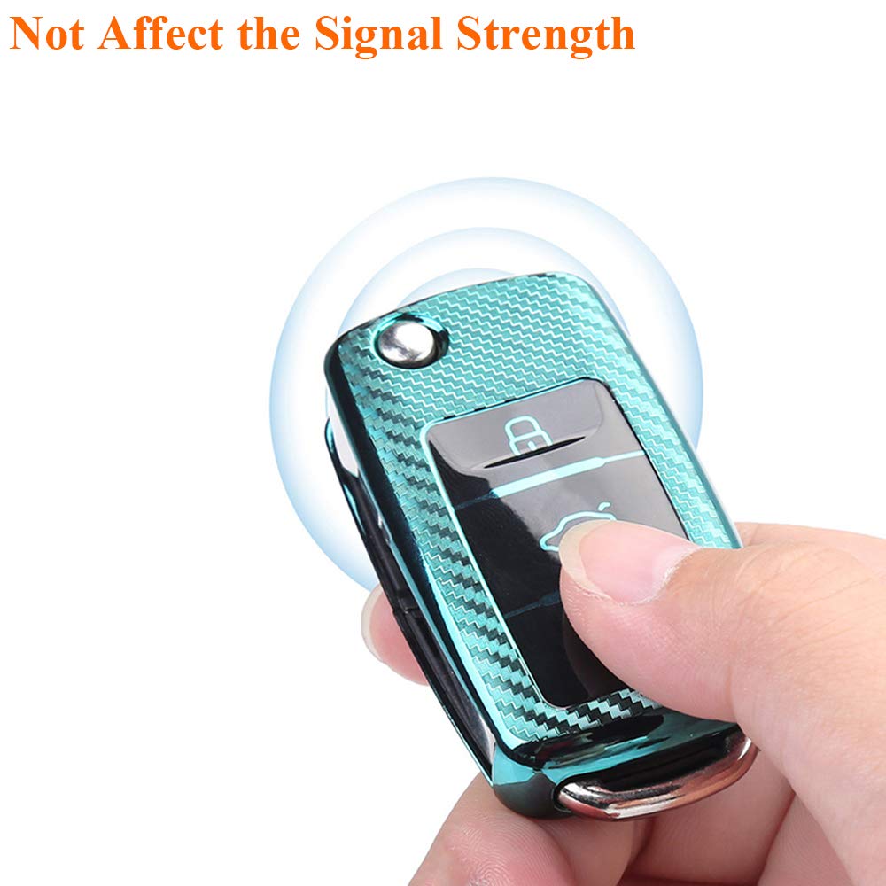 SANRILY SANRILY Key Fob Case Cover for VW Jetta Passat Tiguan Golf Keyless Keychain Holder Full Protection Red - View 5 of 6