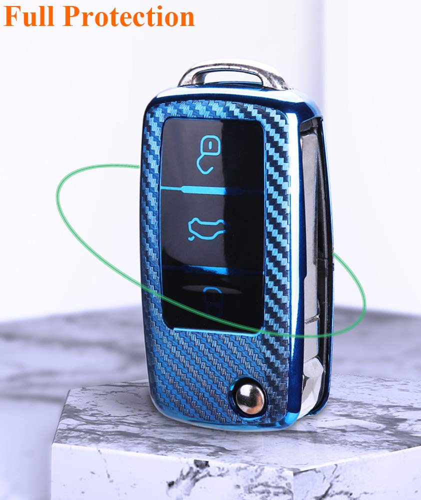 SANRILY SANRILY Key Fob Case Cover for VW Jetta Passat Tiguan Golf Keyless Keychain Holder Full Protection Red - View 6 of 6