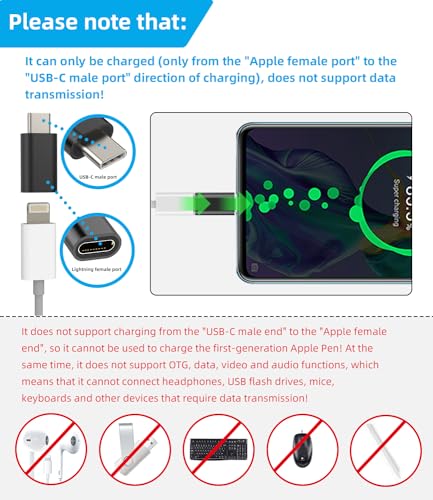 zoyuzan 3-Pack Lightning Female to USB-C Male Adapter for iPhone 15 Pro Max, iPad, Galaxy Note, Pixel - Fast Charging Connector - View 3 of 9