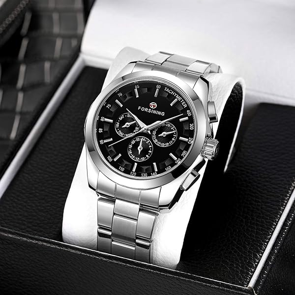 FORSINING Forsining Men's Waterproof Analog Quartz Watch with Calendar and Stainless Steel Band Automatic Self-Wind Wristwatch - View 7 of 7