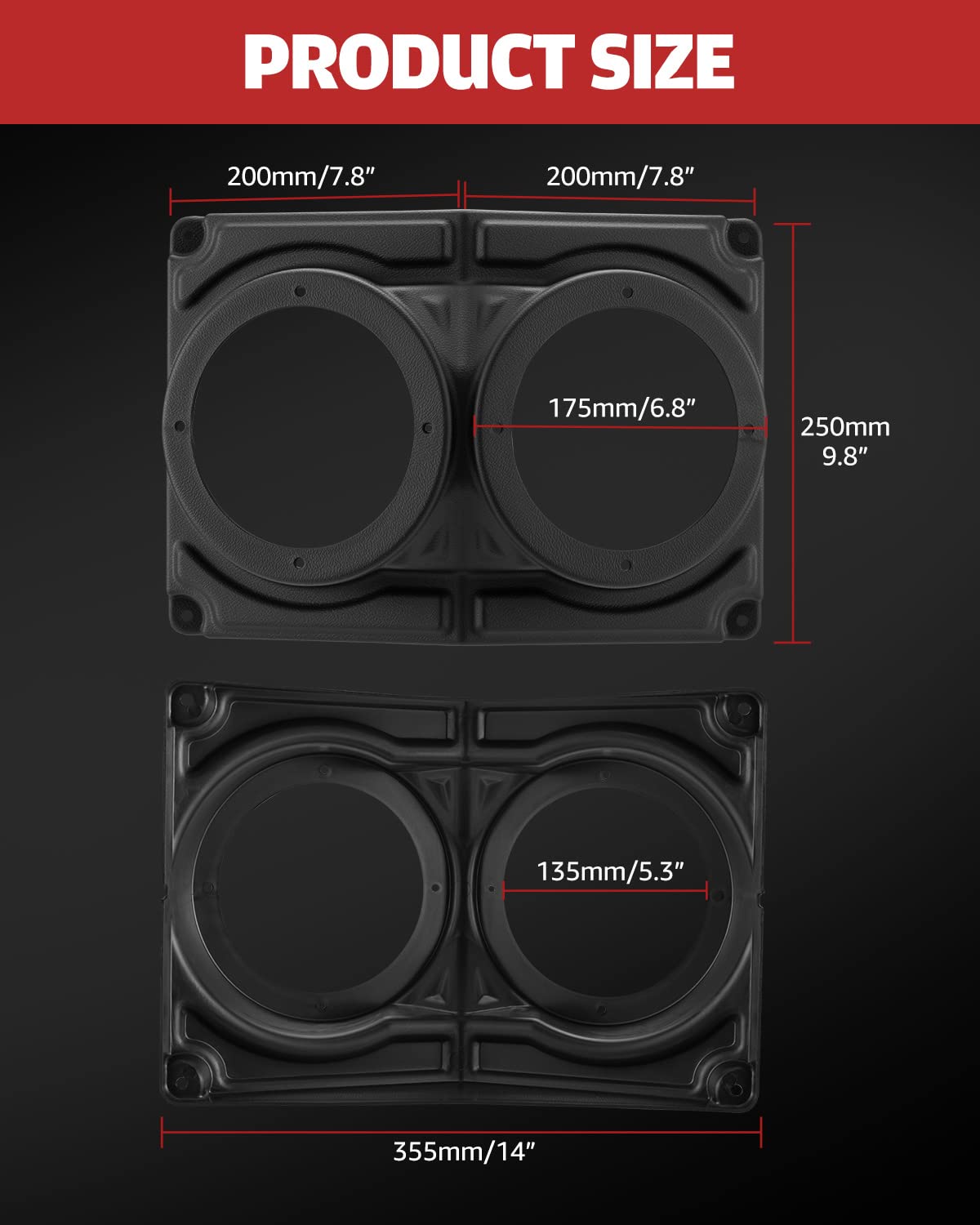 UTV PRO RZR Overhead Speaker Pods Enclosure Waterproof 6.5 Inch Roof Mount for Polaris RZR Can Am X3 Universal Speaker Mount Box - View 6 of 9