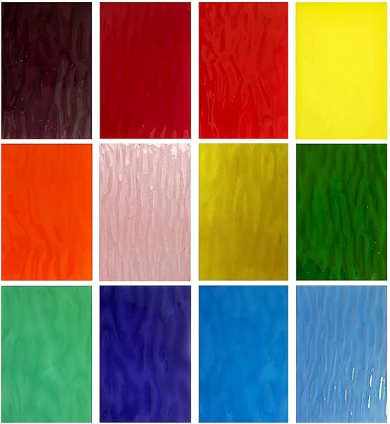 Unicoshape "Unicoshape 12 Stained Glass Sheets Pack - 6x4" Cathedral Art Glass for Crafts & Mosaic Projects"