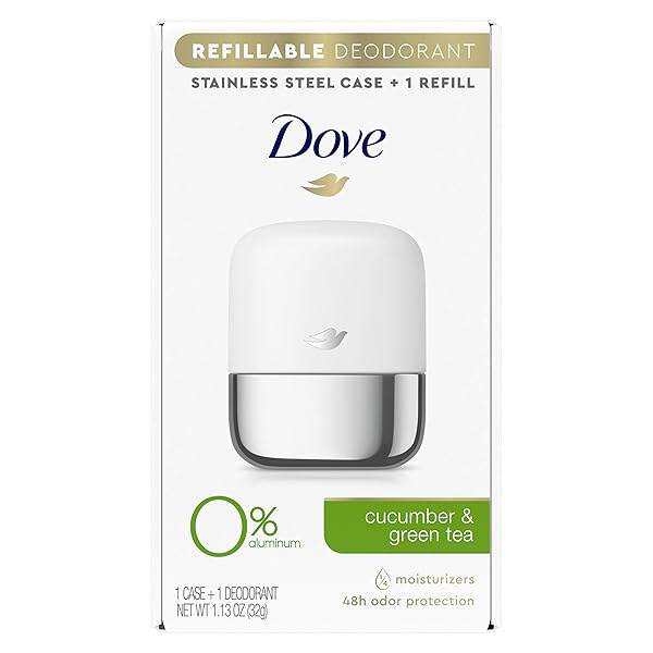 Dove Shop Dove Refillable Deodorant Starter Kit - Aluminum Free Cucumber & Green Tea, 1.13 oz for Freshness & Eco-Friendly Care