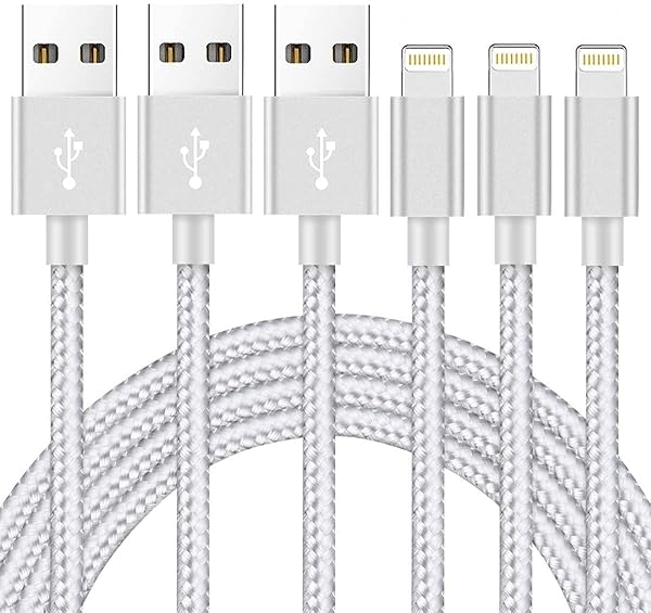 Ximytec Ximytec Mfi Certified iPhone Charger Cable 3Pack 10ft Nylon Braided High Speed USB Cord Compatible with iPhone 12 11 XS XR X 8 7 6 5 iPad Silver Gray