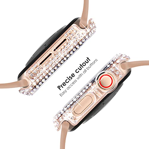 NewWays NewWays 2-Pack Bling Diamond Cases for Apple Watch 40mm - Stylish Protection for iWatch SE Series 6/5/4 in Black & Clear - View 7 of 9