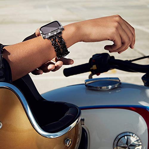 NewWays NewWays 2-Pack Bling Diamond Cases for Apple Watch 40mm - Stylish Protection for iWatch SE Series 6/5/4 in Black & Clear - View 8 of 9