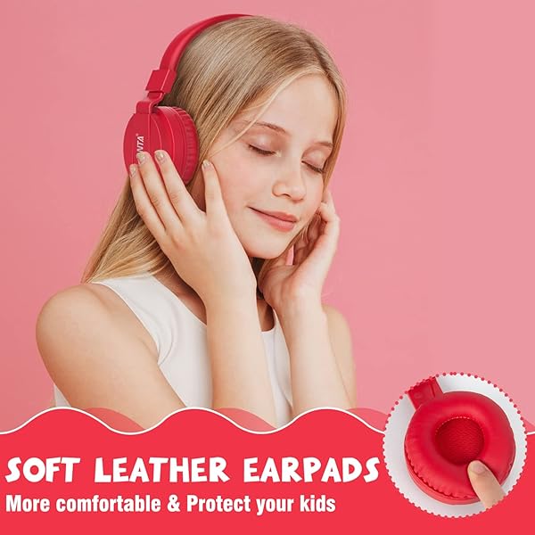 ONTA ONTAP Kids Headphones Wired for Boys and Girls Comfortable Earphones for School Travel Gaming Compatible with iPad Laptop Smartphone Red - View 6 of 10