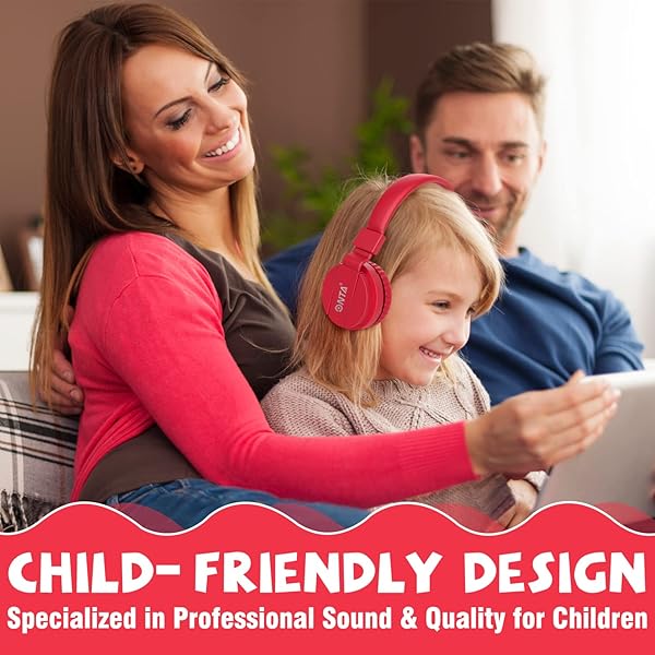 ONTA ONTAP Kids Headphones Wired for Boys and Girls Comfortable Earphones for School Travel Gaming Compatible with iPad Laptop Smartphone Red - View 7 of 10