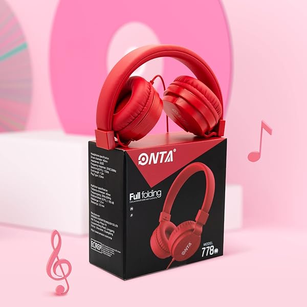 ONTA ONTAP Kids Headphones Wired for Boys and Girls Comfortable Earphones for School Travel Gaming Compatible with iPad Laptop Smartphone Red - View 9 of 10