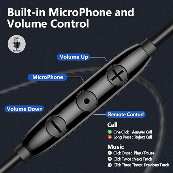 BACKWIN BACKWIN Wired In-Ear Headphones with Mic & Volume Control - Noise Cancelling Earbuds for iOS & Android (Powerful Bass, 3.5mm Jack) - View 5 of 10