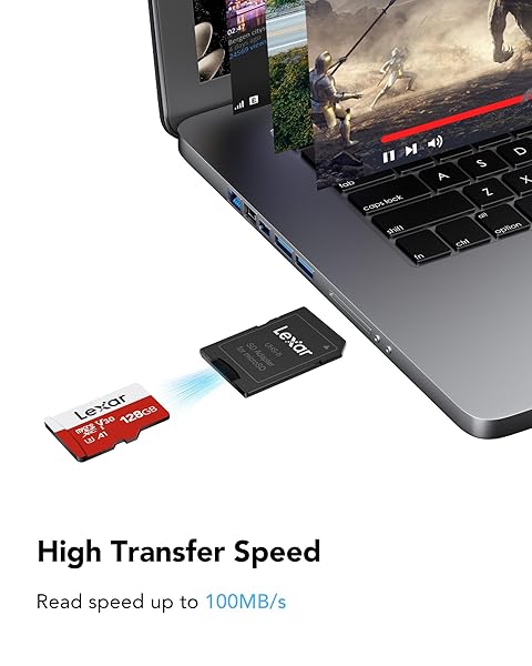 Lexar Lexar 128GB Micro SD Card - High Speed UHS-I, A1, U3, Class 10, V30 - 100MB/s with Adapter - View 2 of 8