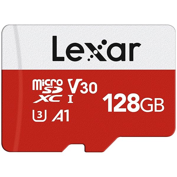Lexar 128GB Micro SD Card - High Speed UHS-I, A1, U3, Class 10, V30 - 100MB/s with Adapter