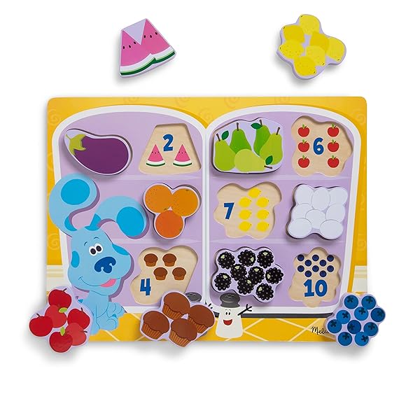Melissa & Doug Melissa & Doug Blue's Clues Wooden Chunky Puzzle - Fun 10-Piece Fridge Food Toy for Kids