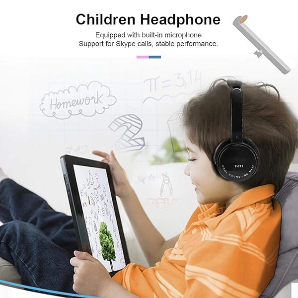 Demeras Kids Foldable Wired Headphones with Microphone for Online Learning Black - View 7 of 10
