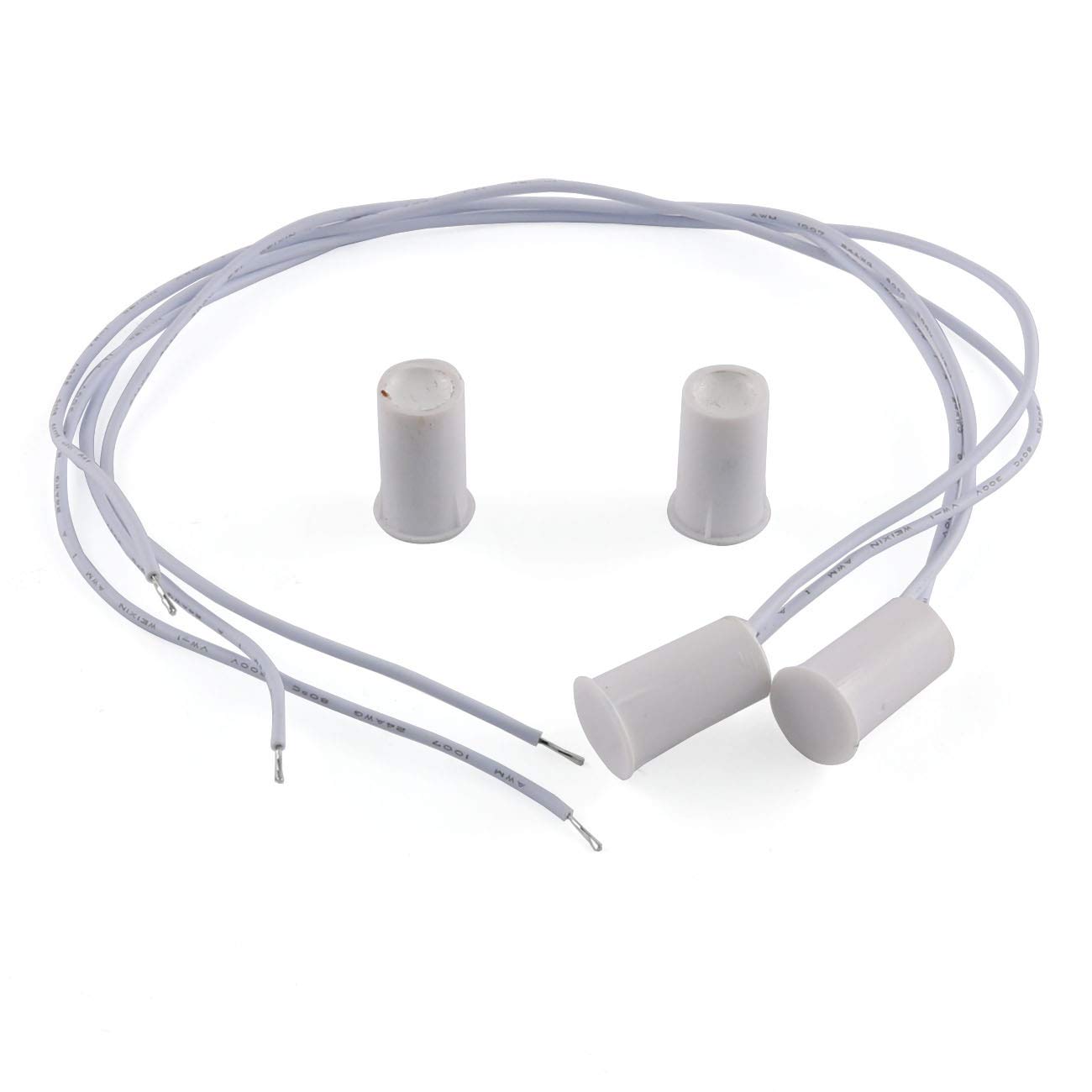 Eoutstanding 2 Pcs Recessed Door Window Magnetic Switch Wired Home Security Alarm Contact Sensor White