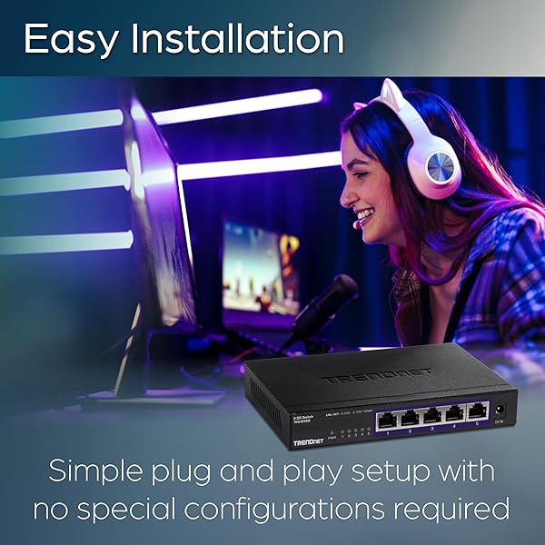 TRENDnet TRENDnet 5-Port 2.5G Gaming Switch: Fast, Fanless, Wall-Mountable, 25Gbps, Backward Compatible - TEG-S350 - View 3 of 8