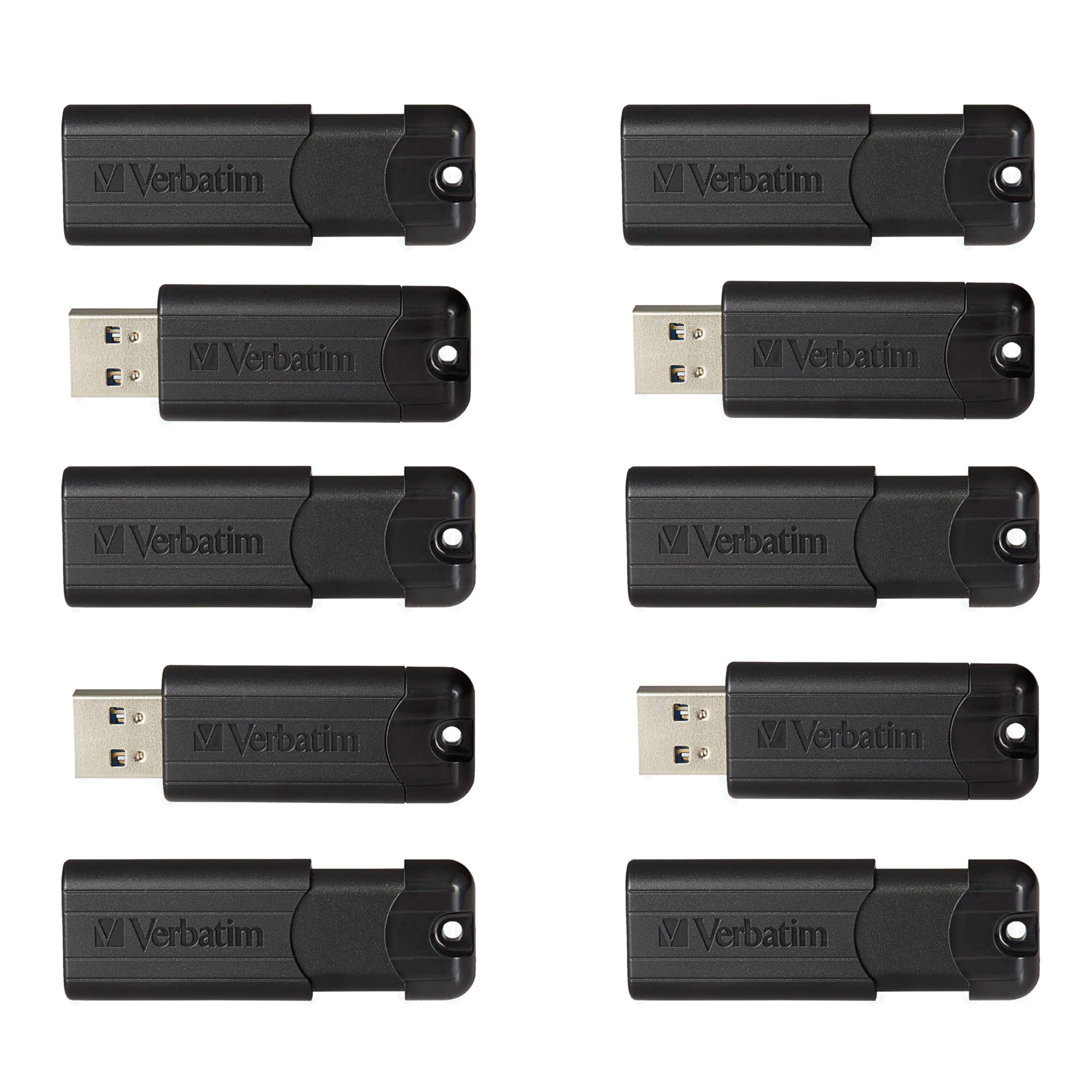 Verbatim 32GB USB 3.2 Gen 1 Flash Drive - Retractable Thumb Drive 10 Pack in Black