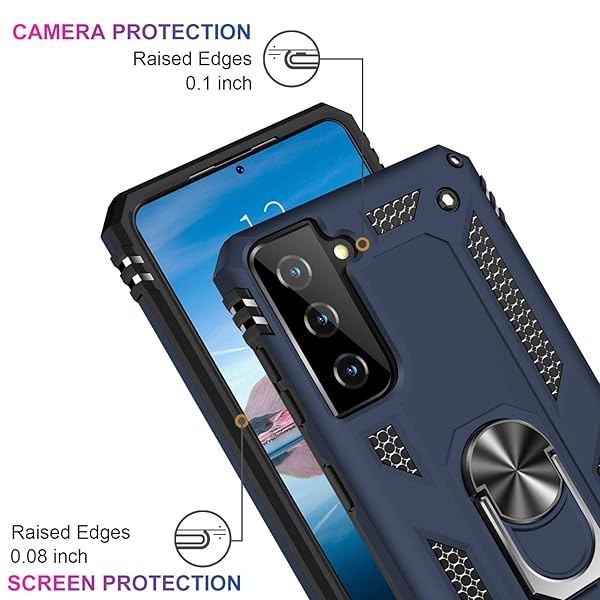 IKAZZ IKAZZ Galaxy S21 Case Military Grade Shockproof Heavy Duty Phone Cover with Magnetic Kickstand Blue - View 5 of 10