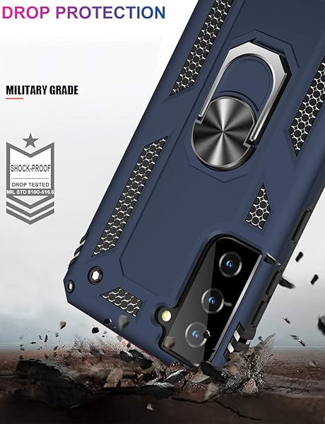 IKAZZ IKAZZ Galaxy S21 Case Military Grade Shockproof Heavy Duty Phone Cover with Magnetic Kickstand Blue - View 6 of 10