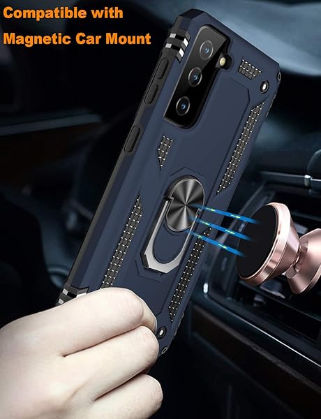 IKAZZ IKAZZ Galaxy S21 Case Military Grade Shockproof Heavy Duty Phone Cover with Magnetic Kickstand Blue - View 7 of 10