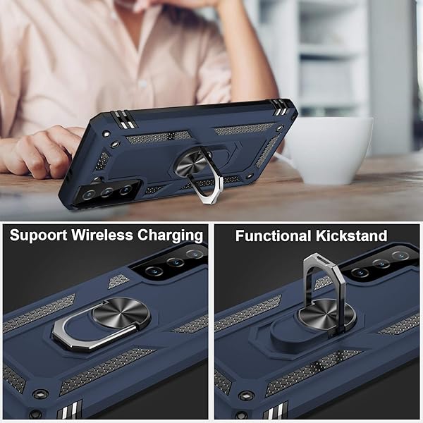 IKAZZ IKAZZ Galaxy S21 Case Military Grade Shockproof Heavy Duty Phone Cover with Magnetic Kickstand Blue - View 8 of 10