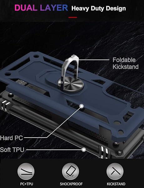 IKAZZ IKAZZ Galaxy S21 Case Military Grade Shockproof Heavy Duty Phone Cover with Magnetic Kickstand Blue - View 9 of 10