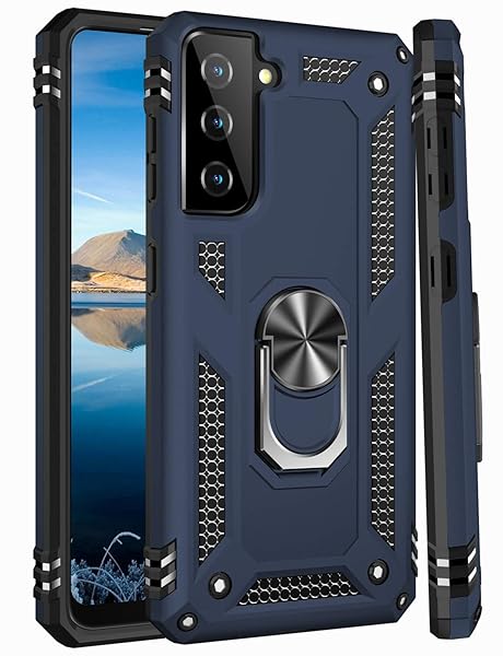 IKAZZ IKAZZ Galaxy S21 Case Military Grade Shockproof Heavy Duty Phone Cover with Magnetic Kickstand Blue - View 10 of 10